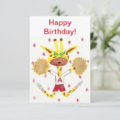 Vrolijk Birthday! Wenskaart. Bedankkaart (Staand voorkant)