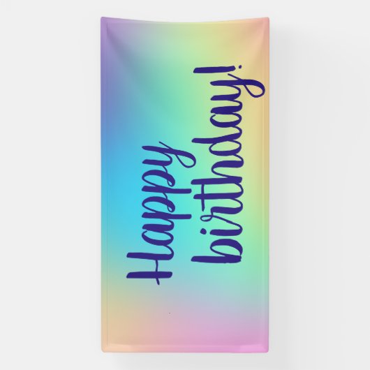 Vrolijk Birthday! Zachte kleurrijke gradiënt Spandoek (Verticaal)