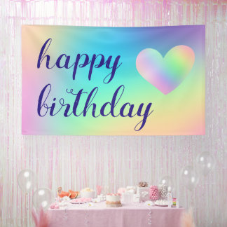 Vrolijk Birthday! Zachte kleurrijke gradiënt Spandoek