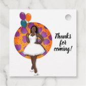 Vrolijk Birthday! Zwarte vrouw, ballonnen en bloem Bedankjes Labels (Achterkant)