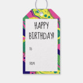 Vrolijk Birthday! Zwarte Vrouw, Bubblegum, kleurri Cadeaulabel (Achterkant)