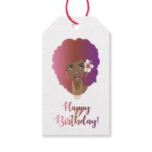 Vrolijk Birthday! Zwarte Vrouw, kleurrijke Afro, v