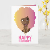Vrolijk Birthday! Zwarte vrouw, kleurrijke haar Kaart (Gele Bloem)