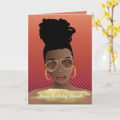 Vrolijk Birthday! Zwarte vrouw met Gold-schaduw Kaart (Gele Bloem)