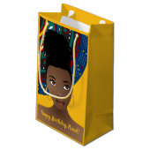 Vrolijk Birthday! Zwarte vrouw, op stam geïnspiree Klein Cadeauzakje (Achterkant Gekanteld)