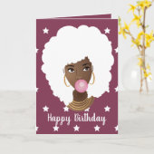 Vrolijk Birthday! Zwarte vrouw, witte haar en ster Kaart (Gele Bloem)