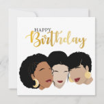 Vrolijk Birthday! Zwarte vrouwen, zuster Friends Kaart<br><div class="desc">In dit ontwerp staan zwarte vrouwen van verschillende tinten die naar elkaar toe gaan.</div>