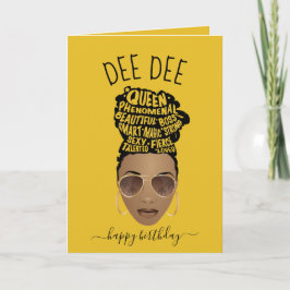 Vrolijk Birthday! Zwarte Woman Yellow Kaart