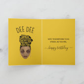 Vrolijk Birthday! Zwarte Woman Yellow Kaart (Binnen)