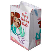 Vrolijk Birthday! Zwarte zeemeermin onder het Zee Medium Cadeauzakje (Voorkant Gekanteld)