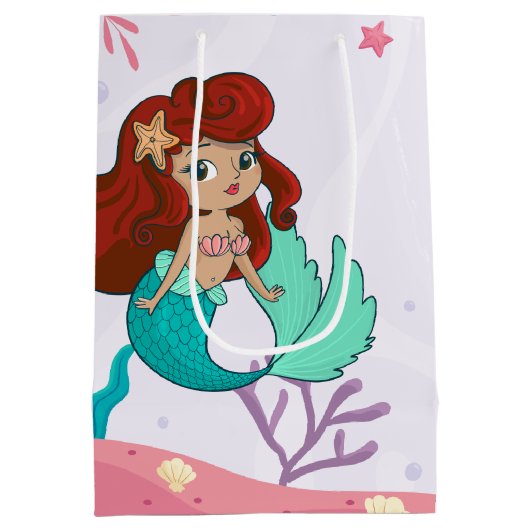 Vrolijk Birthday! Zwarte zeemeermin onder het Zee Medium Cadeauzakje (Achterkant)