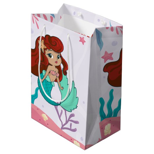 Vrolijk Birthday! Zwarte zeemeermin onder het Zee Medium Cadeauzakje (Achterkant Gekanteld)