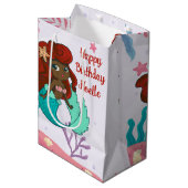 Vrolijk Birthday! Zwarte zeemeermin onder het Zee Medium Cadeauzakje (Voorkant Gekanteld)