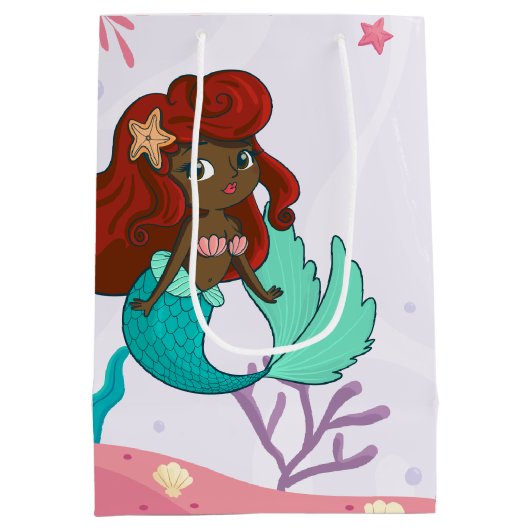 Vrolijk Birthday! Zwarte zeemeermin onder het Zee Medium Cadeauzakje (Achterkant)