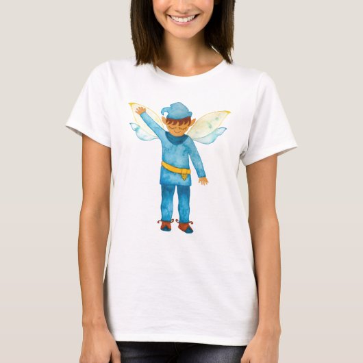 Vrolijk blauw Elf T-shirt (Voorkant)