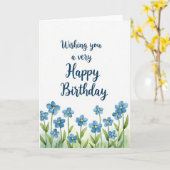 Vrolijk Blauwe Script Kaart (Gele Bloem)