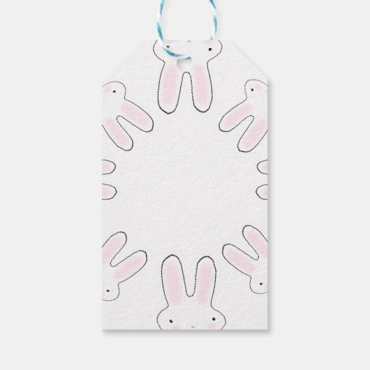 Vrolijk blauwgroen, witte aangepaste tekst schatti cadeaulabel (Achterkant)