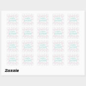 Vrolijk blauwgroen, witte aangepaste tekst schatti vierkante sticker (Vel)