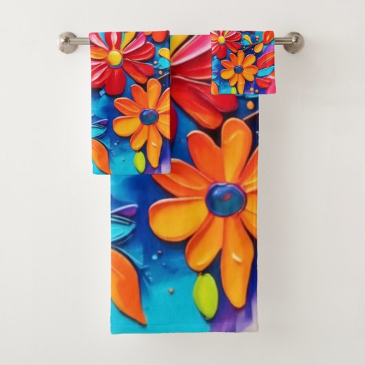 Vrolijk bloemenschilderij bad handdoek (Insitu)