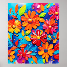 Vrolijk bloemenschilderij poster