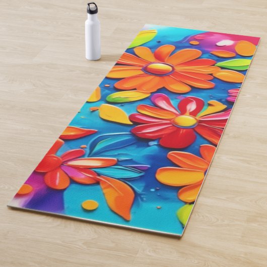 Vrolijk bloemenschilderij yogamat (In situ)