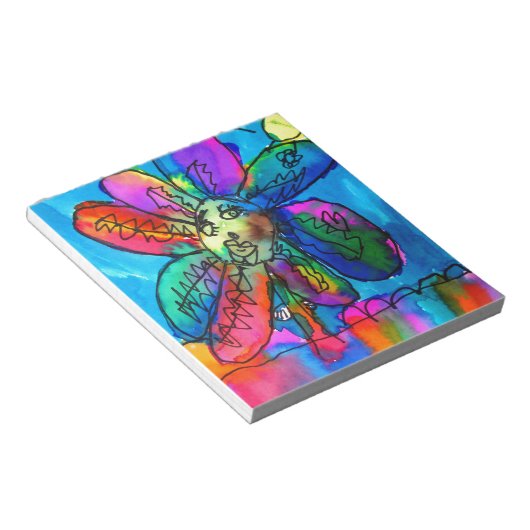 Vrolijk bloemige kind roze en blauwe pen en inkt notitieblok (Schuin)