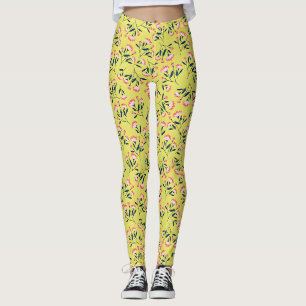 Vrolijk Bloemmotief: Roze Bloemen Leggings