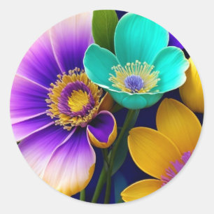 Vrolijk boeket ronde sticker
