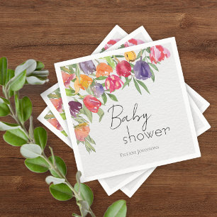 Vrolijk Boeket Tulpen & Groen Baby shower Servet