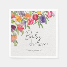 Vrolijk Boeket Tulpen & Groen Baby shower Servet