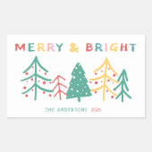 Vrolijk & Bright Fun Pine Stijlvolle Kerstmis Rechthoekige Sticker (Voorkant)