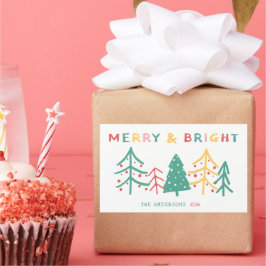 Vrolijk & Bright Fun Pine Stijlvolle Kerstmis Rechthoekige Sticker