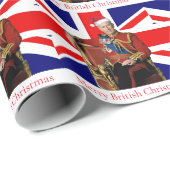 Vrolijk Brits Kerstfeest Koning Charles III Cadeaupapier (Rol Hoek)