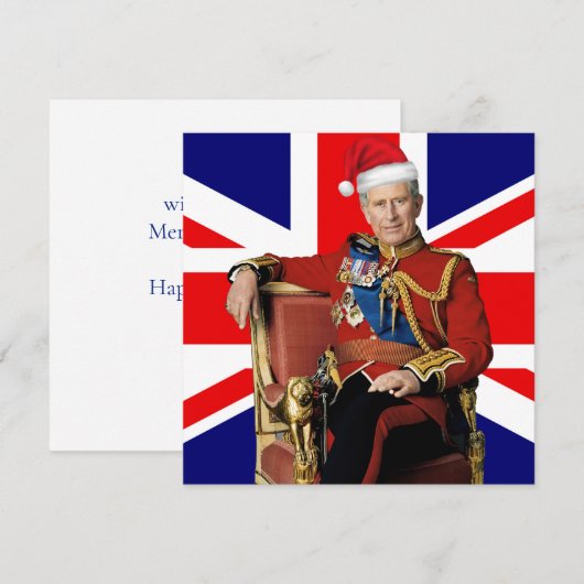 Vrolijk Brits Kerstfeest Koning Charles III Feestdagenkaart (Voorkant / Achterkant)