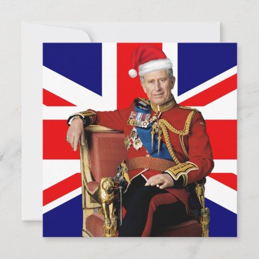 Vrolijk Brits Kerstfeest Koning Charles III Feestdagenkaart (Voorkant)