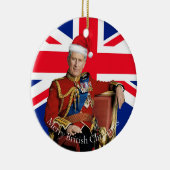 Vrolijk Brits Kerstfeest Koning Charles III Keramisch Ornament (Rechts)