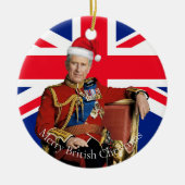 Vrolijk Brits Kerstfeest Koning Charles III Keramisch Ornament (Voorkant)