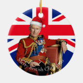 Vrolijk Brits Kerstfeest Koning Charles III Keramisch Ornament (Achterkant)