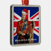 Vrolijk Brits Kerstfeest Koning Charles III Metalen Ornament (Rechts)