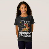 Vrolijk Buckin' Christmas rendier Herten T-shirt (Voorkant volledig)