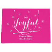 Vrolijk cadeau Chic Script Modern Hot Pink Christm Groot Cadeauzakje (Voorkant)