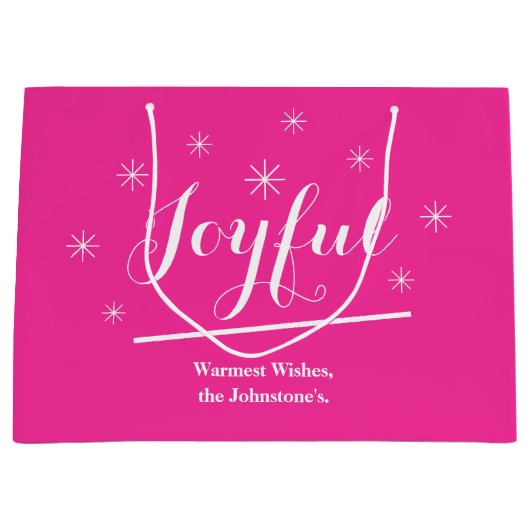 Vrolijk cadeau Chic Script Modern Hot Pink Christm Groot Cadeauzakje (Voorkant)
