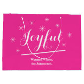 Vrolijk cadeau Chic Script Modern Hot Pink Christm Groot Cadeauzakje (Achterkant)
