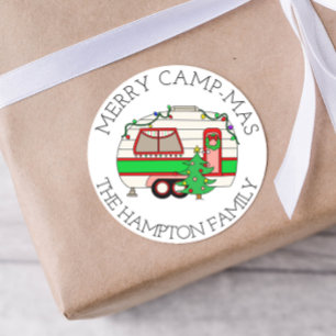 Vrolijk Camp-mas! Grappige Camping Pun Kerstmis Ronde Sticker
