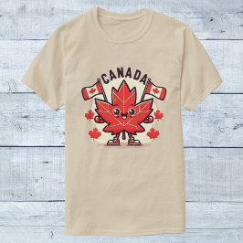 Vrolijk Canada vlag esdoorn blad T-shirt