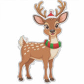 Vrolijk Cartoon rendier Sticker (Voorkant)