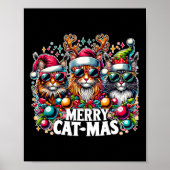 Vrolijk Catmas Cat-mas Crew Kerst Fun Cats Poster (Voorkant)