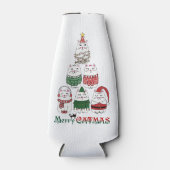 Vrolijk Catmas Grappig Kerst Kitten Flesjeskoeler (Voorkant)