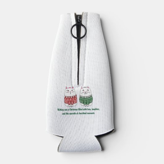 Vrolijk Catmas Grappig Kerst Kitten Flesjeskoeler (Achterkant)