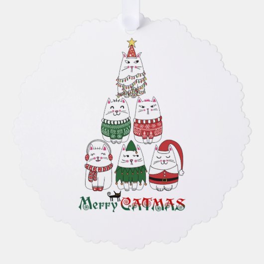 Vrolijk Catmas Grappig Kerst Kitten Ornament Kaart (Voorkant)